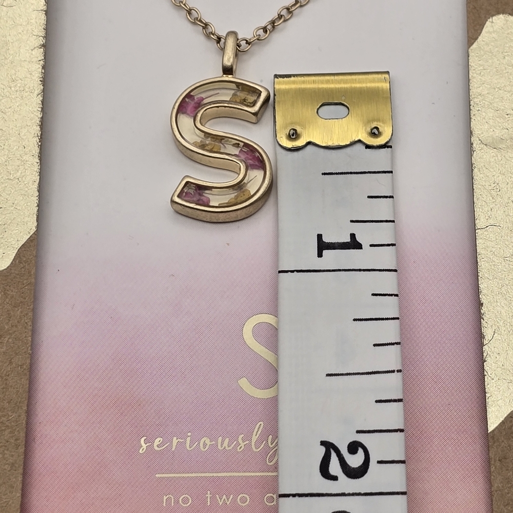 Bellissima 14K Gold Dipped Flower Pressed "S" Initial Multi Strand Necklace - Picture 6 of 6